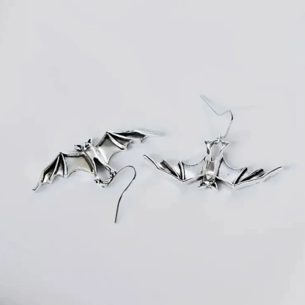 Shiny Bat Dangle Earrings For Women and Men Silvery and Golden color - Picture 2 of 4